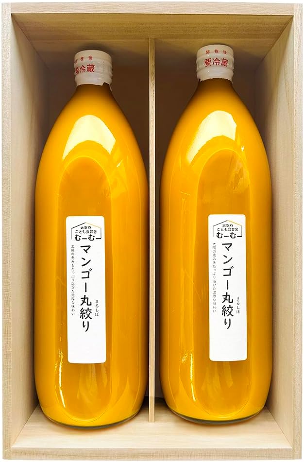 むーむー ジュース ギフト 国産マンゴー 1L2本入り 桐箱入り 無添加