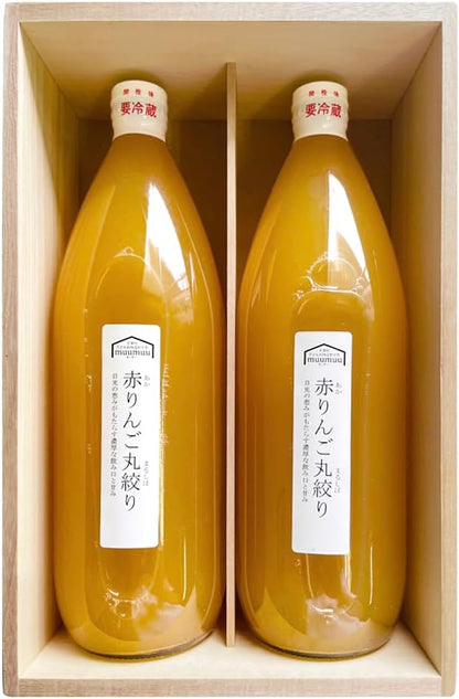 むーむー ジュース 青森赤りんご 1L2本入り 桐箱入り 無添加