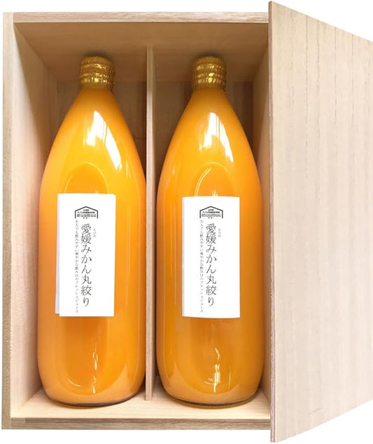むーむー ジュース ギフト 愛媛みかん丸絞り 1L2本入り 桐箱入り 無添加