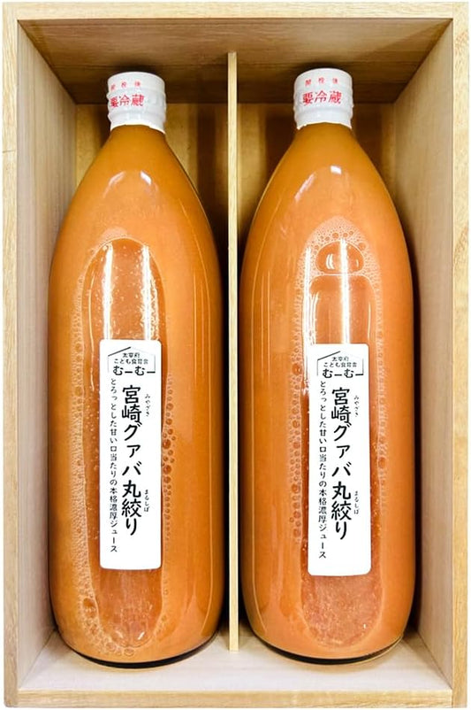 むーむー ジュース ギフト 宮崎グァバ 1L2本入り 桐箱入り 無添加
