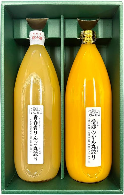 むーむー ジュース ギフト 青森産りんごと愛媛産みかん 丸しぼり 1L 2種類入り 無添加