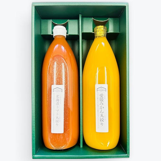 むーむー ジュース ギフト トマトと愛媛産みかん 丸しぼり 1L 2種類入り 無添加